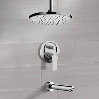 Tub and Shower Faucet Tub and Shower Faucet Set with Ceiling Rain Shower Head Remer TSF54